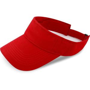 image:imageSun Visor hat Sports 100 Cotton amp Pigment Quick Adjust Strap Closure SunProtect Golf Men Women Visor Cap1 Red