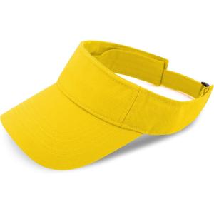 image:imageSun Visor hat Sports 100 Cotton amp Pigment Quick Adjust Strap Closure SunProtect Golf Men Women Visor Cap1 Yellow