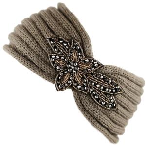 image:imageTHE HAT DEPOT 700HB80 Sequin Knit Headband with Flower Decoration8colors Khaki