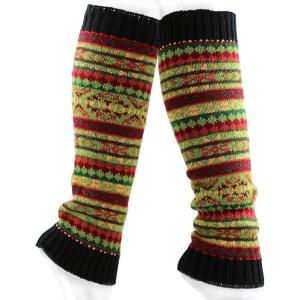 image:imageThe Hat Depot  Long Womens Knit Boot Topper Leg Warmer2 Style 2  BlackGreen