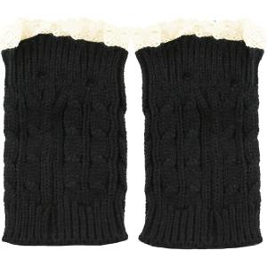 image:imageThe Hat Depot  Short Womens Knit Boot Topper Leg Warmer1 Style 7  Black
