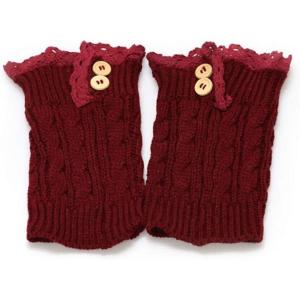 image:imageThe Hat Depot  Short Womens Knit Boot Topper Leg Warmer2 Style 3  Burgundy
