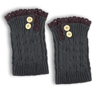 image:imageThe Hat Depot  Short Womens Knit Boot Topper Leg Warmer2 Style 3  Charcoal