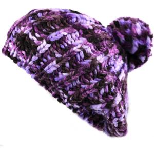 image:imageThe Hat Depot  Winter Multi Color Pom Pom Knit Beret Hat1 Style 1  Purple