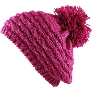 image:imageThe Hat Depot  Winter Multi Color Pom Pom Knit Beret Hat2 Style 2  Hot Pink