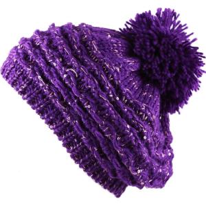 image:imageThe Hat Depot  Winter Multi Color Pom Pom Knit Beret Hat2 Style 2  Purple