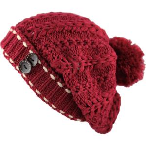 image:imageThe Hat Depot 1000CMHWomens Knit Beanie with Buttons and Pom Pom Winter HatBurgundy