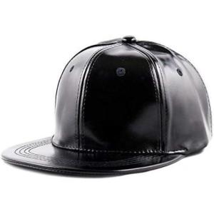 image:imageThe Hat Depot 1300 Plain Faux Leather Snapback Baseball One SizeCapBlack