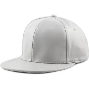 image:imageThe Hat Depot 1300 Plain Faux Leather Snapback Baseball One SizeCapGrey