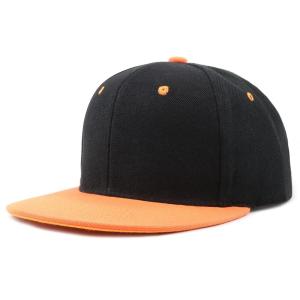 image:imageThe Hat Depot 1300 Premium Quality Plain Flat Snapback Baseball Cap Black Orange