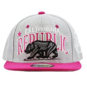 image:imageThe Hat Depot 1300A Premium Quality Republic California Soft Heather Grey Snapback Cap Fuchsia