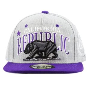 image:imageThe Hat Depot 1300A Premium Quality Republic California Soft Heather Grey Snapback Cap Purple