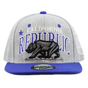 image:imageThe Hat Depot 1300A Premium Quality Republic California Soft Heather Grey Snapback Cap Royal