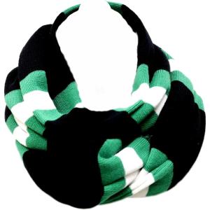 image:imageThe Hat Depot 1300sf Unisex Knit Sporty Stripe Fashion Winter Long ScarfBlackKgreen