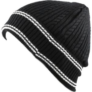 image:imageThe Hat Depot 200HSki100 Twisted Cable Classic Winter Beanie HatBlack White