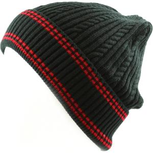 image:imageThe Hat Depot 200h Unisex Light Weight Chunky Cable Knit Beanie HatBlack Red
