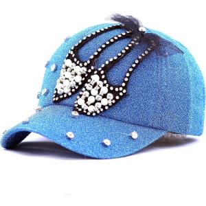 image:imageThe Hat Depot 200h5368sbeaded Crystal Rhinestone Shoes Design Glitter Cap 6colorsTurquoise