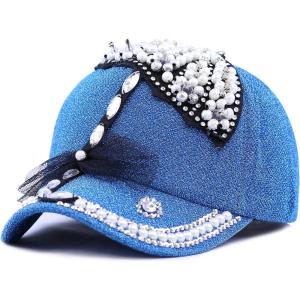 image:imageThe Hat Depot 200h5368u Beaded Crystal Rhinestone Umbrella Design Glitter Cap 5colorsTurquoise