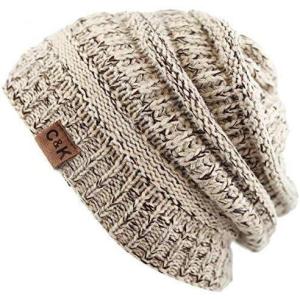 image:imageThe Hat Depot 700 Exclusive Unisex Two Tone Stretch Cable Knit Beanie Slouch Hat