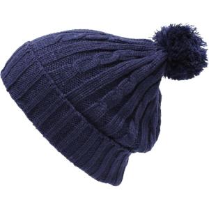image:imageThe Hat Depot 700WHU2 Unisex Solid Color Ribbed Beanie with Pom hatNavy