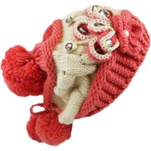 image:imageThe Hat Depot 700whwa12 Celeb Style Shiny Stone Pom Pom Hand Made Knit HatPeach