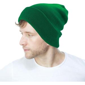 image:imageThe Hat Depot Classic Daily Beanie Knit Skull Long Plain Ski Hat  Made in USAKelly Green