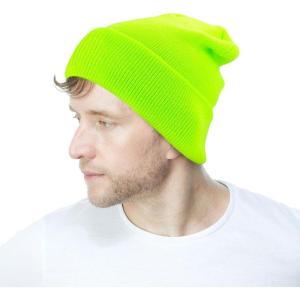 image:imageThe Hat Depot Classic Daily Beanie Knit Skull Long Plain Ski Hat  Made in USANeon Lime