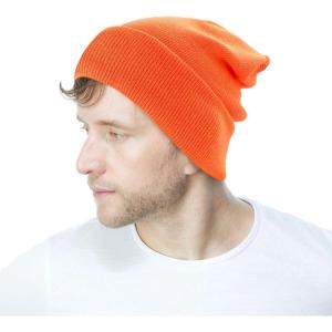image:imageThe Hat Depot Classic Daily Beanie Knit Skull Long Plain Ski Hat  Made in USAOrange