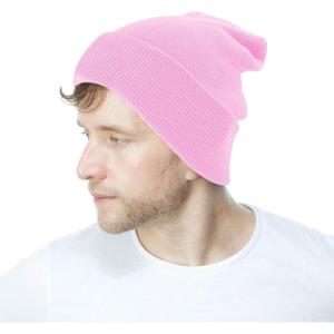 image:imageThe Hat Depot Classic Daily Beanie Knit Skull Long Plain Ski Hat  Made in USAPink