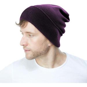 image:imageThe Hat Depot Classic Daily Beanie Knit Skull Long Plain Ski Hat  Made in USAPurple