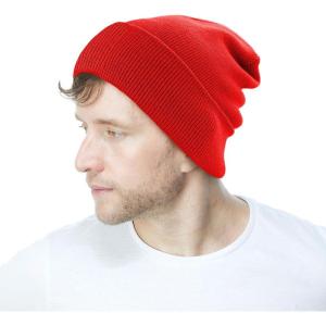 image:imageThe Hat Depot Classic Daily Beanie Knit Skull Long Plain Ski Hat  Made in USARed