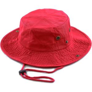image:imageThe Hat Depot Cotton StoneWashed Safari Wide Brim Foldable DoubleSided Sun Boonie Bucket Hat2 Cotton  Red