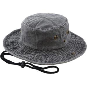 image:imageThe Hat Depot Cotton StoneWashed Safari Wide Brim Foldable DoubleSided Sun Boonie Bucket Hat3 Pigment  Black