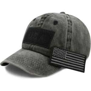 image:imageThe Hat Depot Cotton amp Pigment Low Profile Tactical Operator USA Flag Patch Military Army Cap1 Pigment  Black