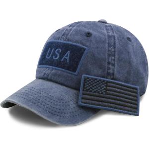 image:imageThe Hat Depot Cotton amp Pigment Low Profile Tactical Operator USA Flag Patch Military Army Cap1 Pigment  Blue