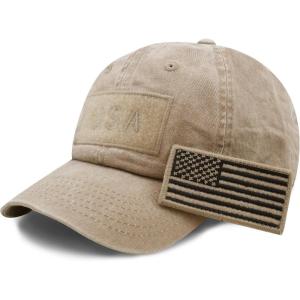 image:imageThe Hat Depot Cotton amp Pigment Low Profile Tactical Operator USA Flag Patch Military Army Cap1 Pigment  Khaki