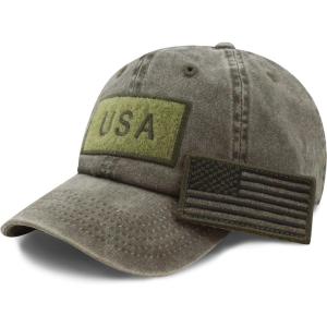 image:imageThe Hat Depot Cotton amp Pigment Low Profile Tactical Operator USA Flag Patch Military Army Cap1 Pigment  Olive