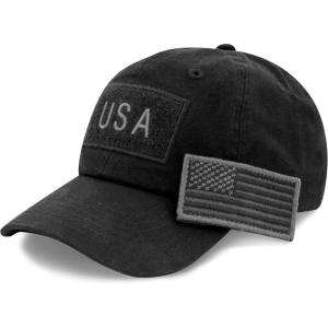 image:imageThe Hat Depot Cotton amp Pigment Low Profile Tactical Operator USA Flag Patch Military Army Cap2 Cotton  Black