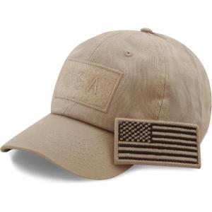 image:imageThe Hat Depot Cotton amp Pigment Low Profile Tactical Operator USA Flag Patch Military Army Cap2 Cotton  Khaki