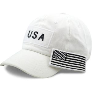 image:imageThe Hat Depot Cotton amp Pigment Low Profile Tactical Operator USA Flag Patch Military Army Cap2 Cotton  White