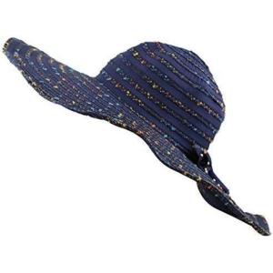 image:imageThe Hat Depot Crushable MultiColors with Ribbon Wide Floppy Brim Sun HatNavy