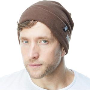image:imageThe Hat Depot Fleece Winter Functional Beanie Hat Cold WeatherReflective Safety for Everyone Performance StretchBrown