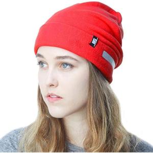 image:imageThe Hat Depot Fleece Winter Functional Beanie Hat Cold WeatherReflective Safety for Everyone Performance StretchRed