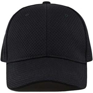image:imageThe Hat Depot Mens Curved Brim Stretch Fit Mesh 6 Panel Fitted Baseball CapBlack