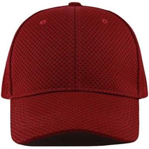 image:imageThe Hat Depot Mens Curved Brim Stretch Fit Mesh 6 Panel Fitted Baseball CapBurgundy
