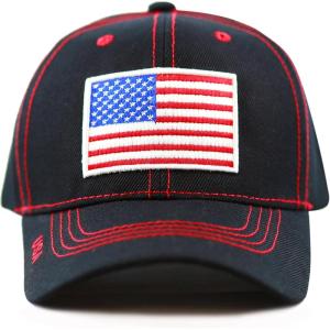 image:imageThe Hat Depot USA Flag Athletic Curved Brim Baseball CapBlack  Red
