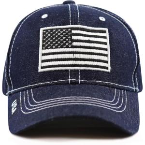image:imageThe Hat Depot USA Flag Athletic Curved Brim Baseball CapDark Denim