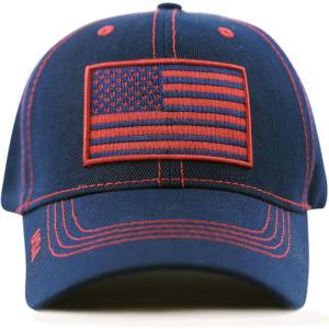 image:imageThe Hat Depot USA Flag Athletic Curved Brim Baseball CapNavy