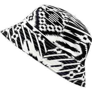 image:imageThe Hat Depot Unisex Cute Unique Print Faux Leather Bucket HatBlack White