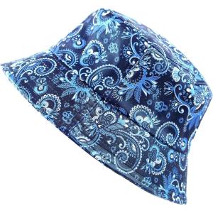 image:imageThe Hat Depot Unisex Cute Unique Print Faux Leather Bucket HatBlue
